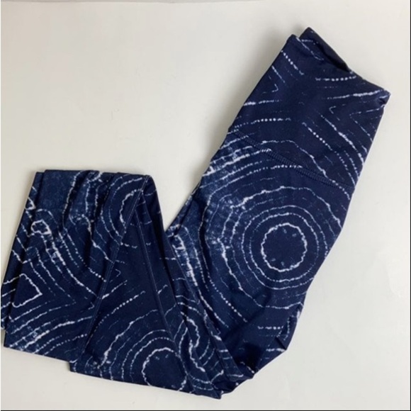 BEYOND YOGA Lux Dune High Waist Graphic Blue & White Leggings S Athleisure Gym - Picture 5 of 13